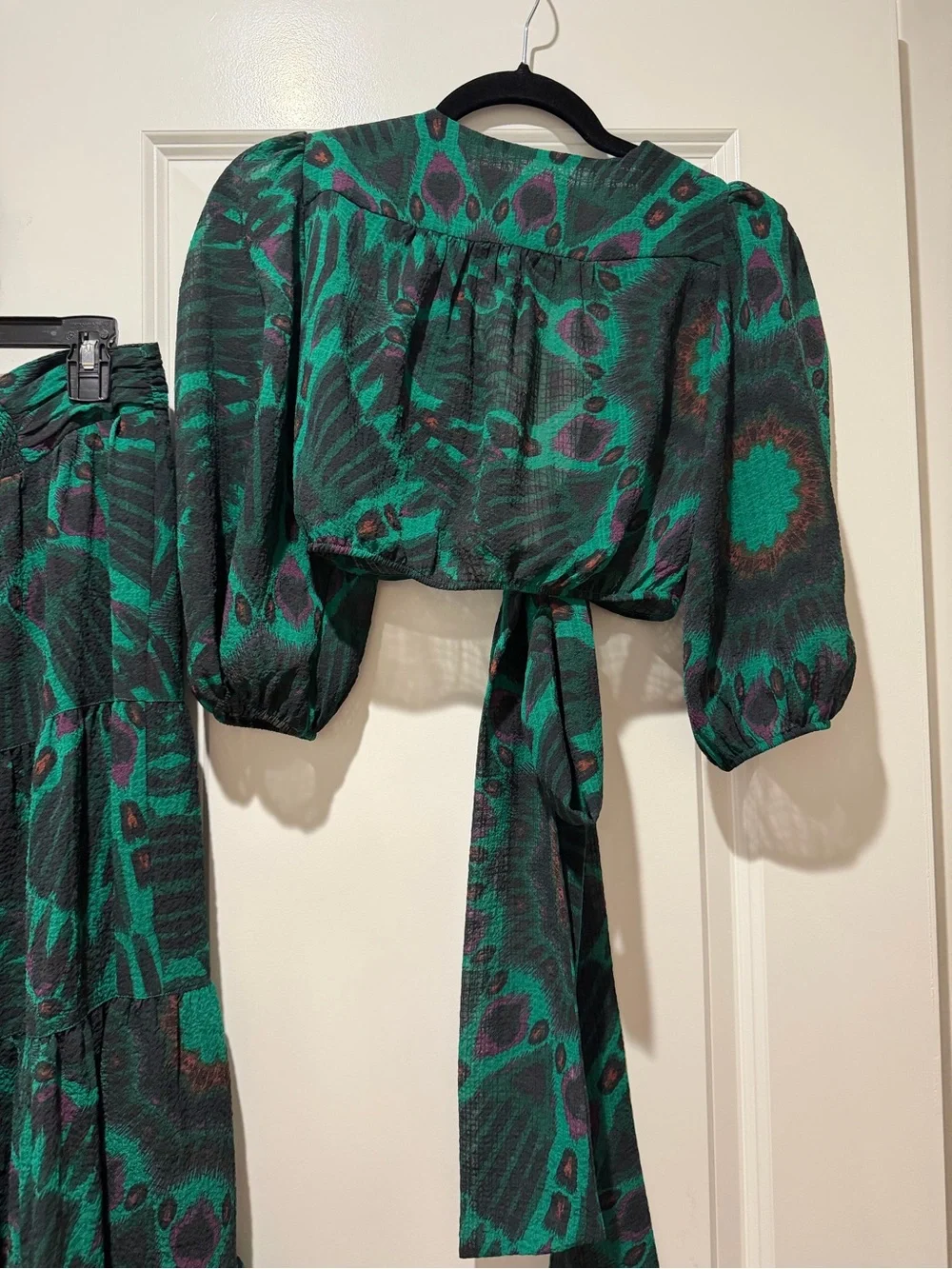 ba&sh Green Patterned Midi Skirt - Tie-Front SET